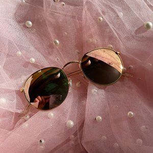 Ray-Ban Round Flash Lens Pink Sunglasses